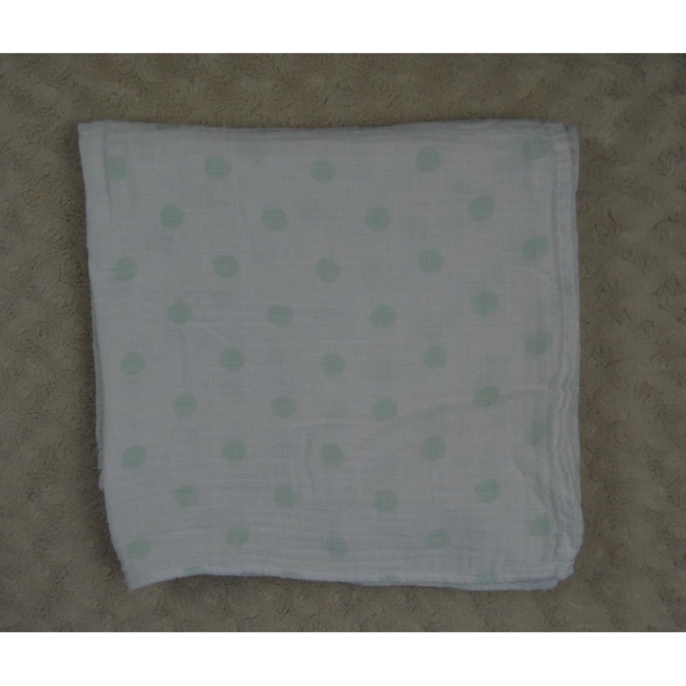 Swaddle Designs Green Polka Dots Baby Swaddle Blanket White Muslin Cotton